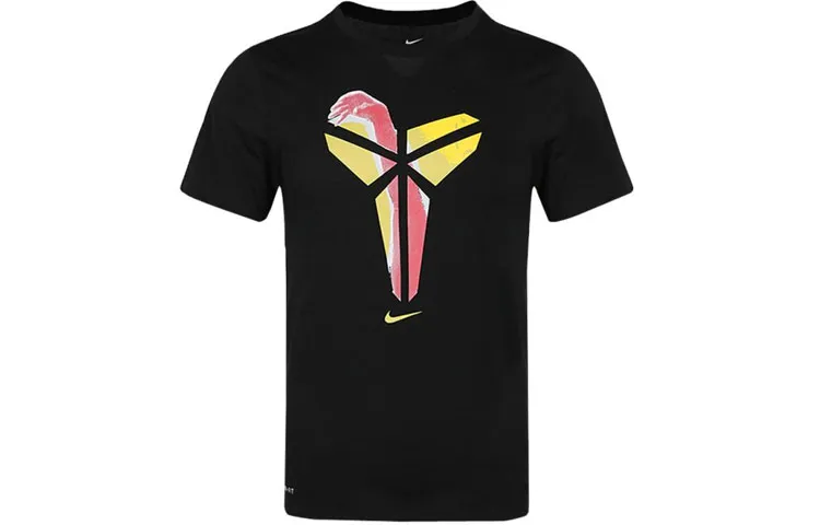 Nike T-Shirts Men's Black Crew Neck Moderate Straight Fit