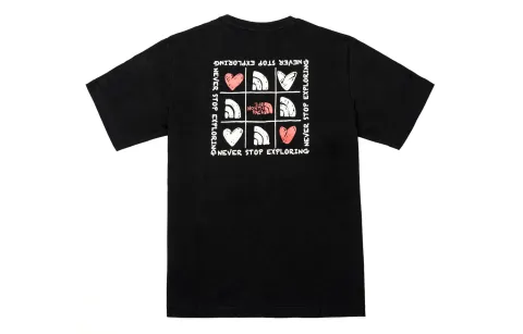 THE NORTH FACE Heart Collection Valentine's Day Collection T Shirt Unisex Black