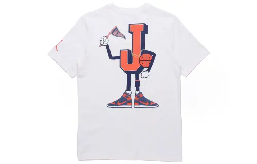 Jordan AJ23 VARSITY T Shirts Men's White Crew Neck Moderate Straight Fit