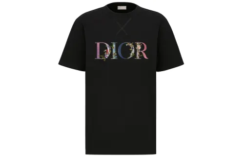 DIOR Flowers Embroidered T Shirt