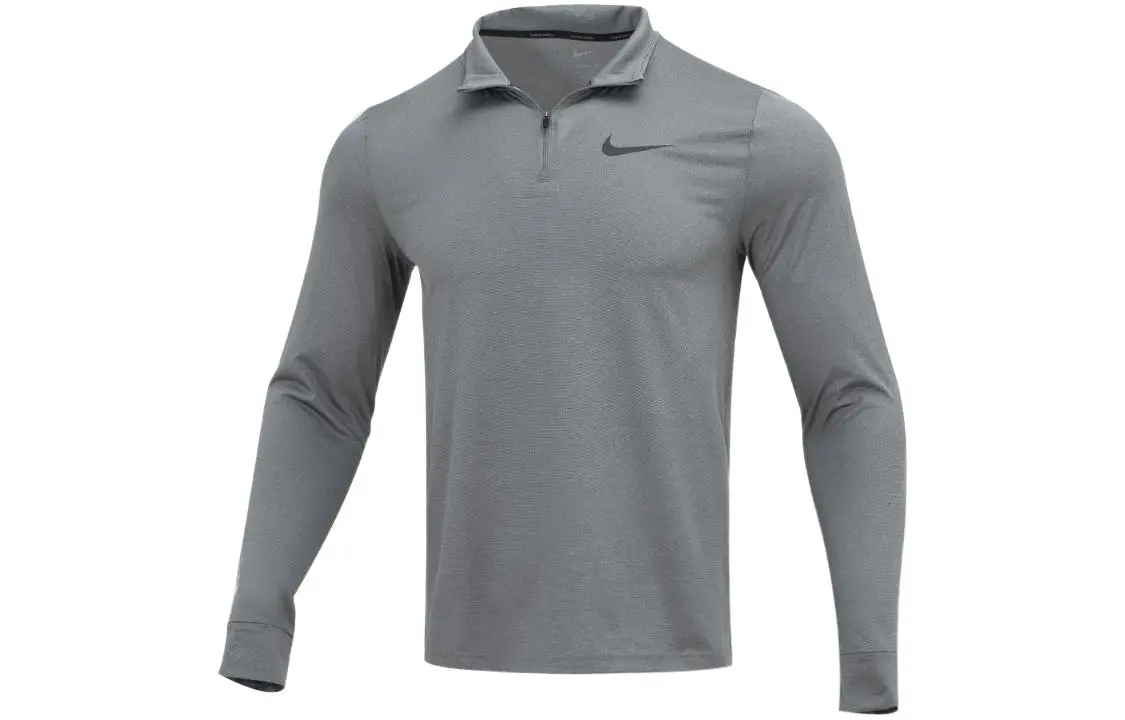 Nike T-Shirts Men's Gray Stand Collar Moderate Straight Fit