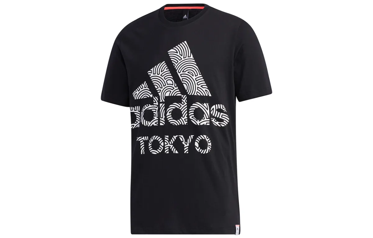 Adidas T-Shirts Men's Black Crew Neck Moderate Straight Fit