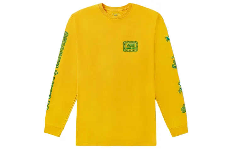 Vans T Shirts Men's Yellow Crew Neck Moderate Straight Fit