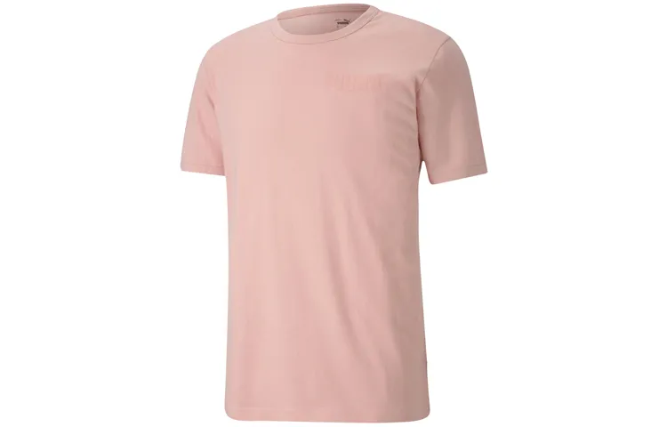 PUMA T-Shirts Men's Pink Crew Neck Moderate Straight Fit