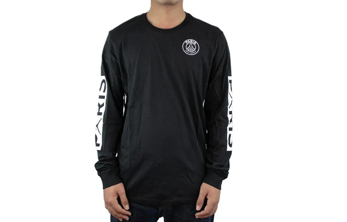Jordan PSG T-Shirts Men's Black Crew Neck Moderate Straight Fit