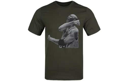 Jordan T Shirts Men's Green Crew Neck Moderate Straight Fit