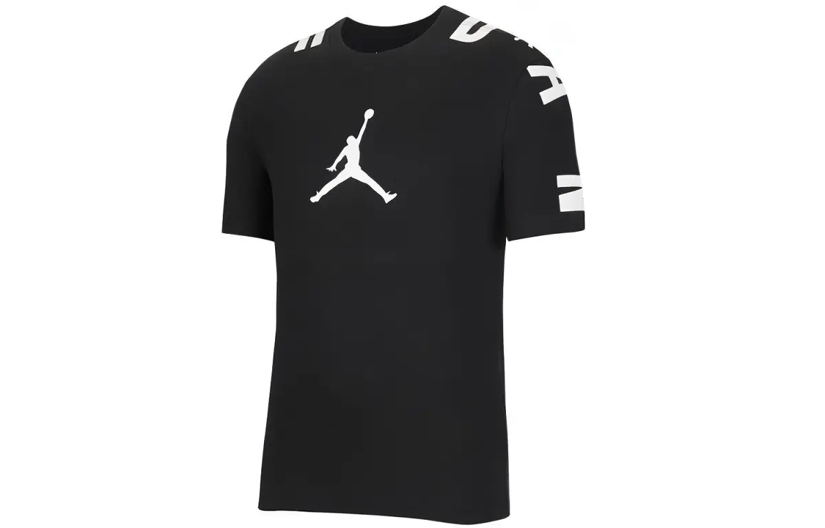Jordan T-Shirts Men's Black Crew Neck Moderate Straight Fit