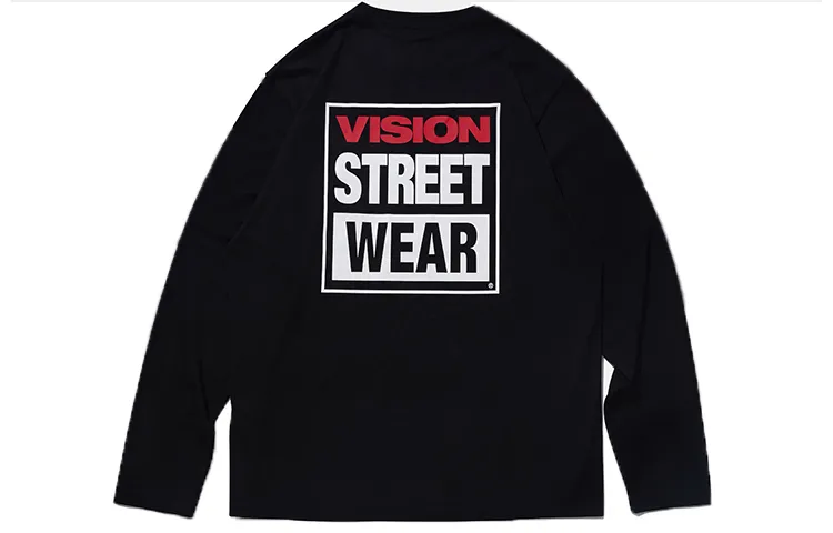 Vision Street Wear T Shirts Unisex Black Crew Neck Moderate