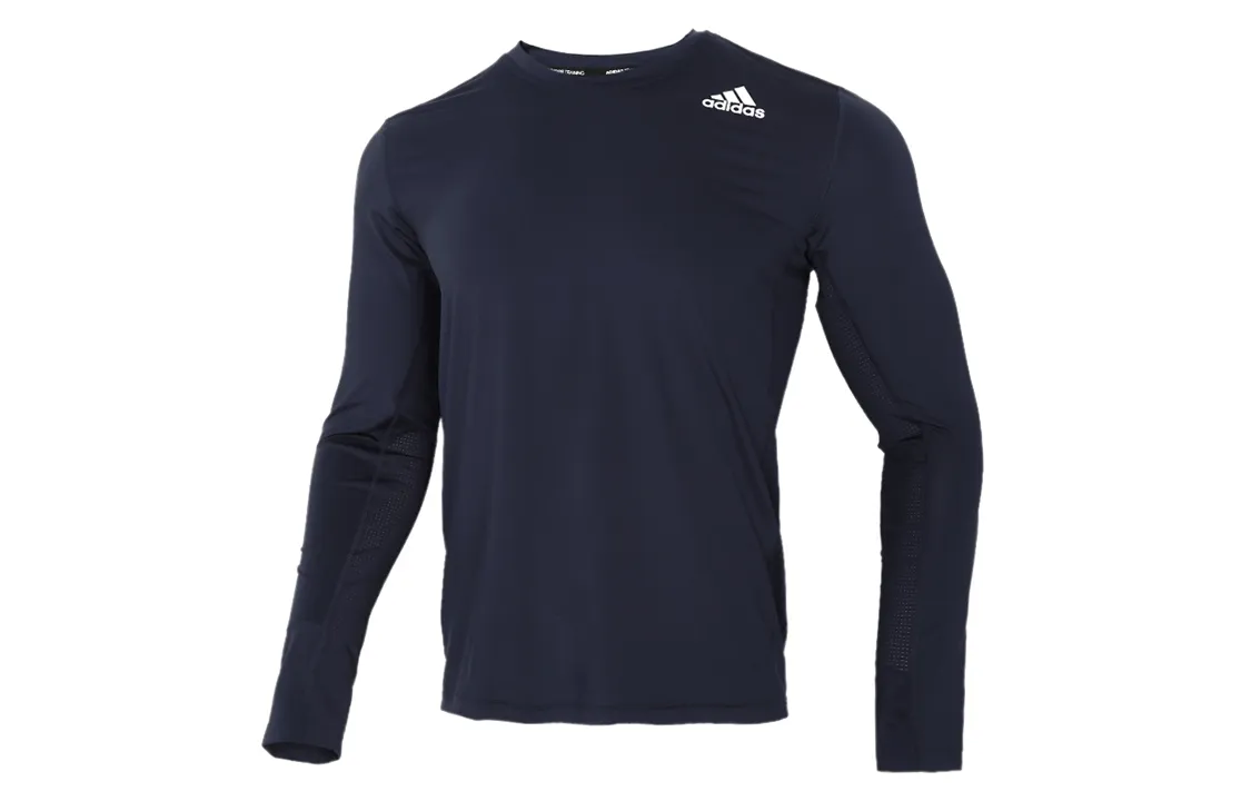 Adidas T-Shirts Men's Navy Blue Crew Neck Moderate Straight Fit