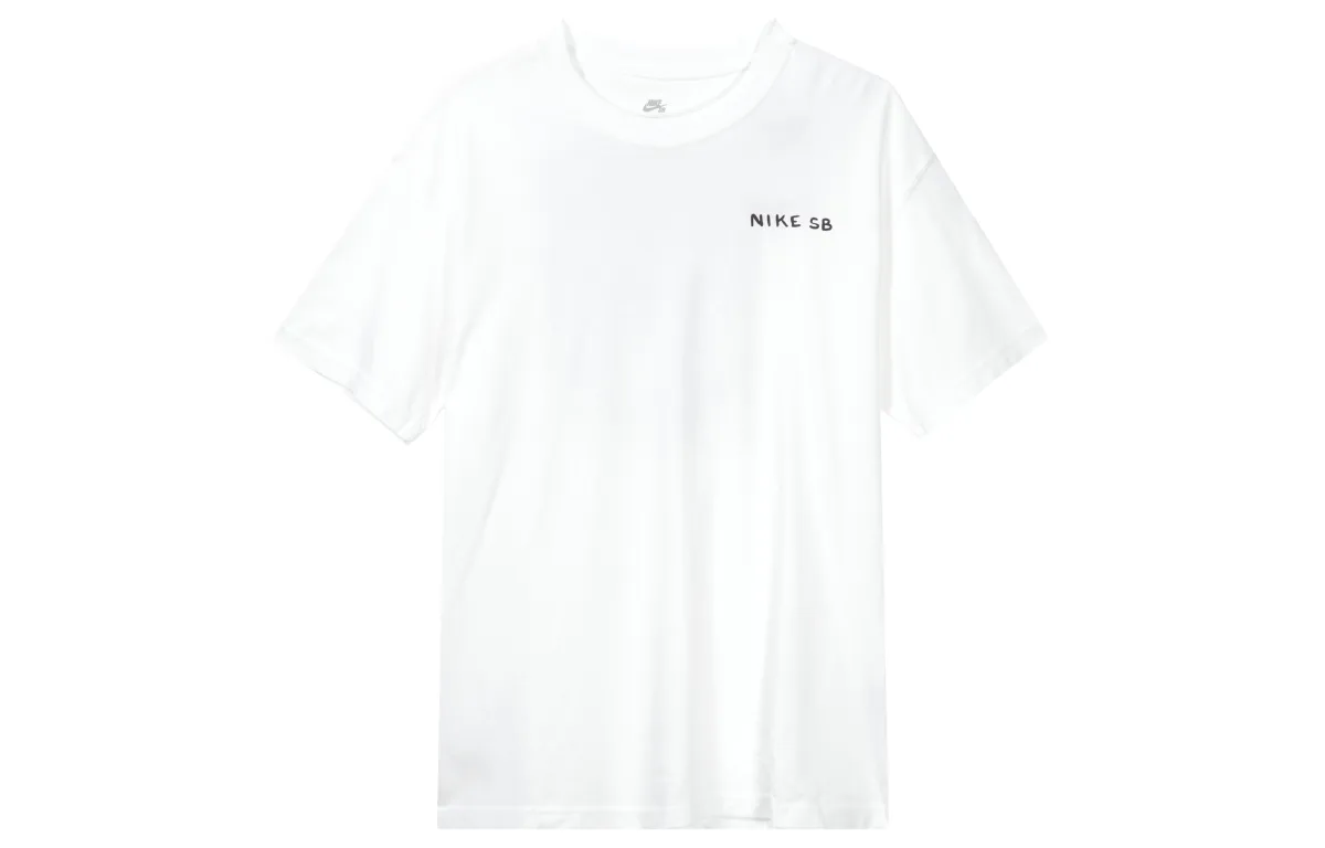 Nike T-Shirts Men's White Crew Neck Moderate Straight Fit