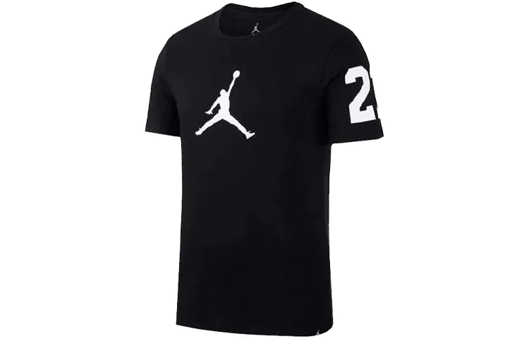 Jordan 23 T-Shirts Men's Black Crew Neck Moderate Straight Fit