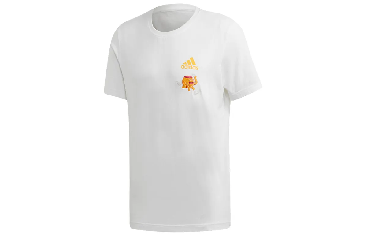 Adidas T-Shirts Men's White Crew Neck Moderate Straight Fit