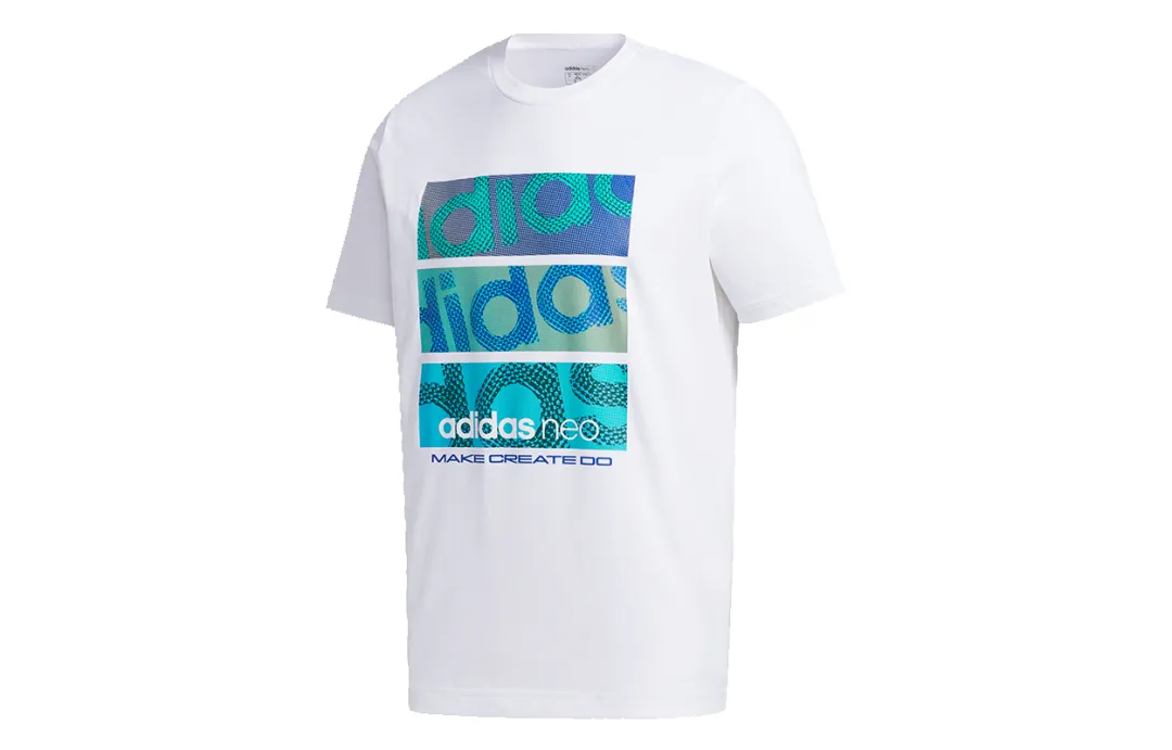 Adidas Neo T Shirts Men's White Crew Neck Moderate Straight Fit