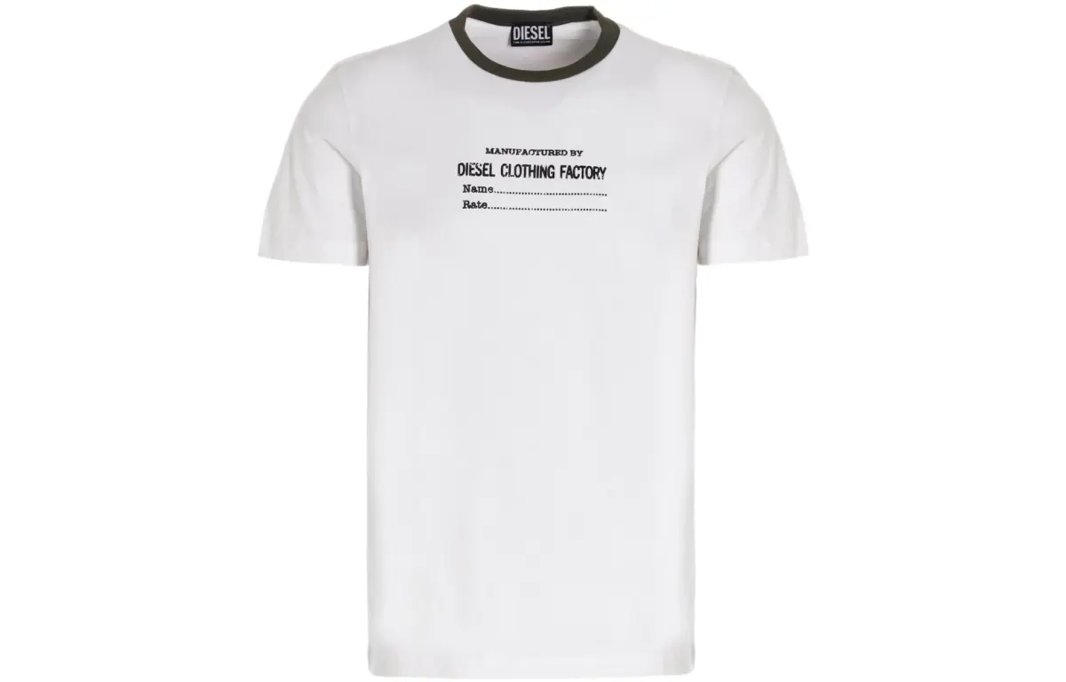 DIESEL T-Shirts Men's White Crew Neck Moderate Straight Fit