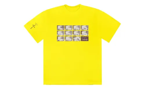 Travis Scott X McDonald's T Shirts Unisex Yellow Crew Neck Moderate Straight Fit