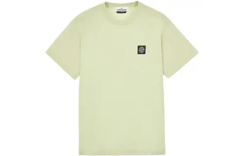 STONE ISLAND T Shirts Men's Bright Green Crew Neck Moderate Straight Fit