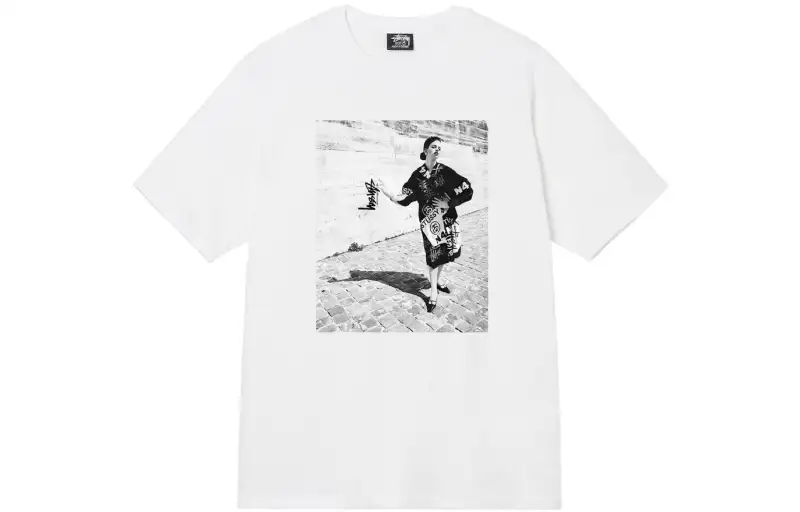 Stussy T Shirts Men's White Crew Neck Moderate