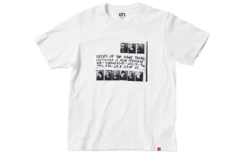 UNIQLO T Shirts Men's White Crew Neck Moderate Straight Fit
