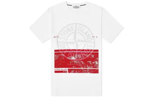 STONE ISLAND T Shirts Men's White Crew Neck Moderate