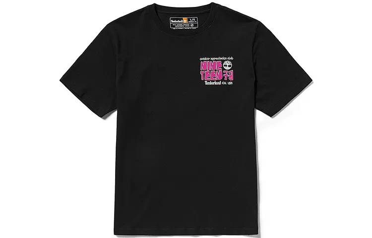 Timberland T Shirts Men's Black Crew Neck Moderate Straight Fit