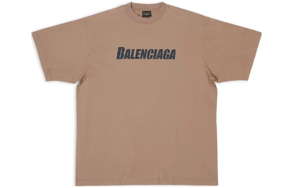 Balenciaga T Shirt Loose Fit Unisex Light Brown