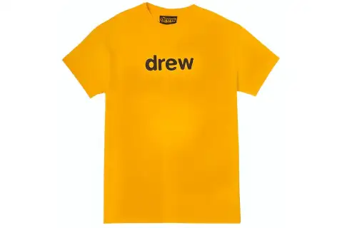 Drew house Letter Logo Series T Shirts Unisex Yellow Crew Neck Moderate Straight Fit