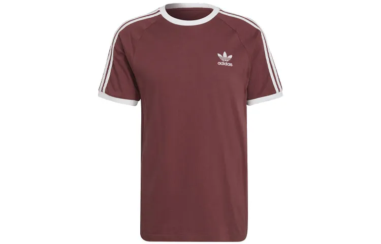 Adidas T-Shirts Men's Dark Red Crew Neck Moderate Straight Fit