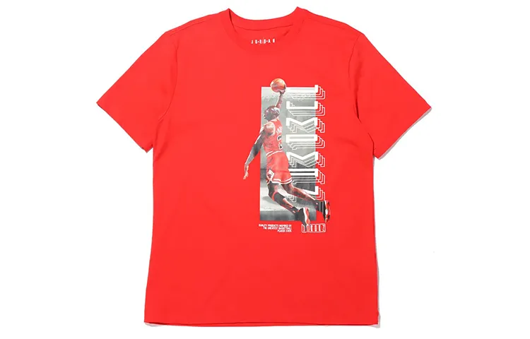 Jordan T-Shirts Men's Red Crew Neck Moderate Straight Fit
