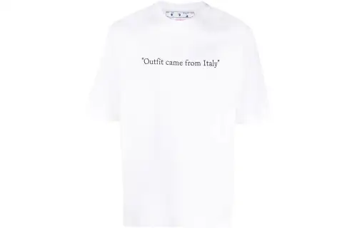 OFF WHITE SS22 T Shirts Men's White Crew Neck Moderate Straight Fit