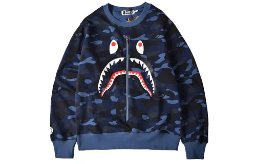Bape Color Camo Metal Zip Shark Crewneck