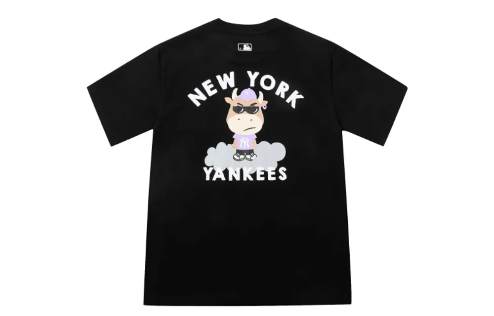 MLB New York Yankees T-Shirts Unisex Black Crew Neck Moderate