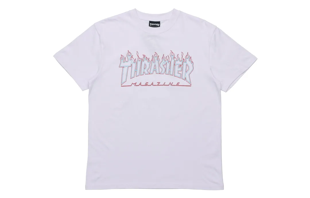Thrasher Crew Neck Loose Fit Straight Fit Short Sleeved T Shirt Japan Version Unisex White