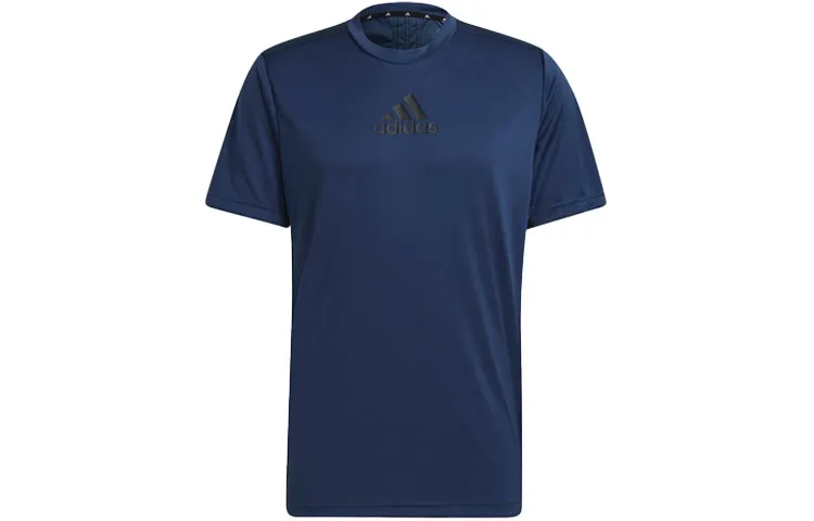 Adidas T-Shirts Men's Dark Blue Crew Neck Moderate Straight Fit