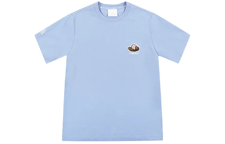MLB Basic Logo T-Shirts Unisex Light Blue Crew Neck Moderate Straight Fit