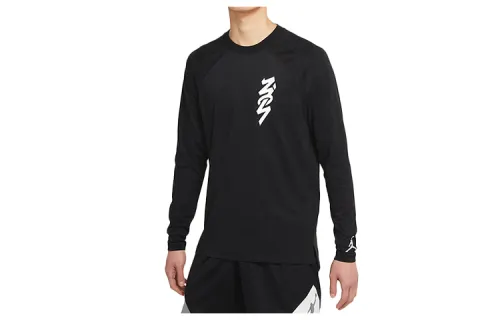 Jordan ZION SHOOTING SHIRT T Shirts Men's Black Crew Neck Moderate Straight Fit