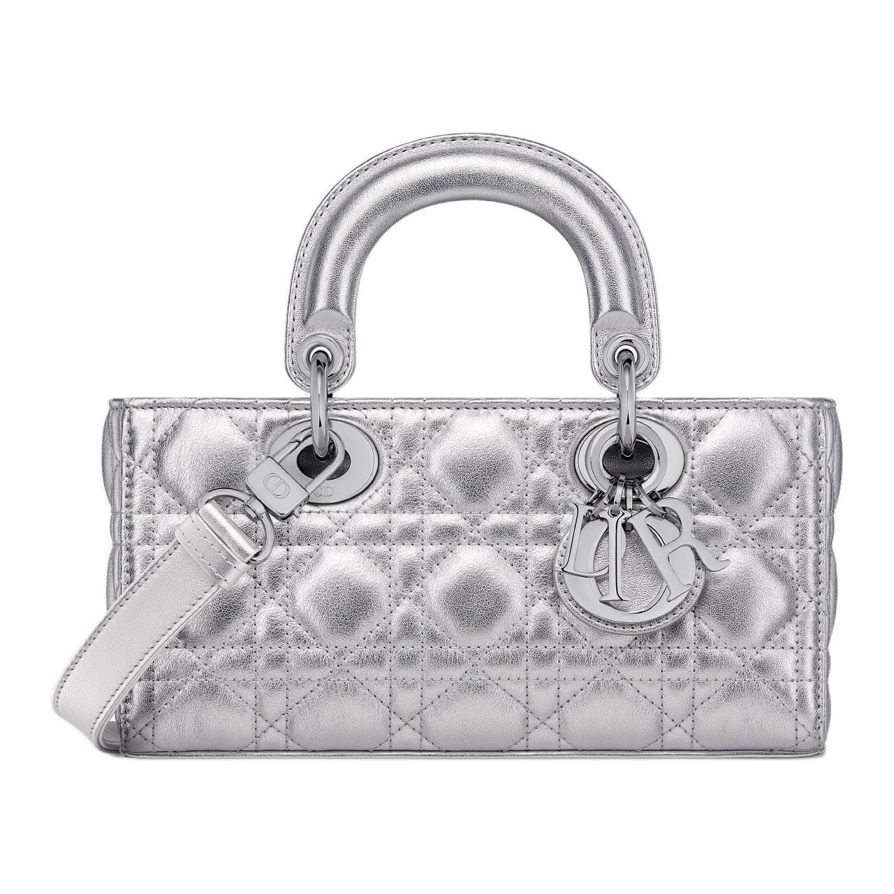 Женская сумка Dior Lady D-Joy (серебряная)