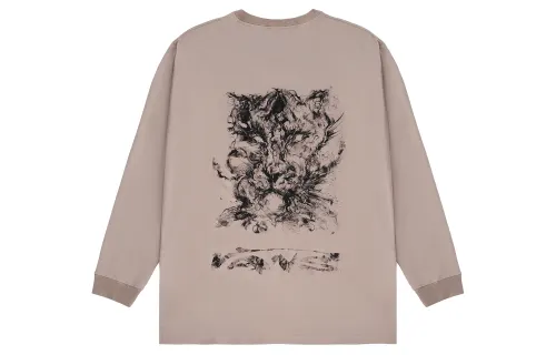 Vans Tiger Collection T Shirts Unisex Camel Crew Neck Moderate