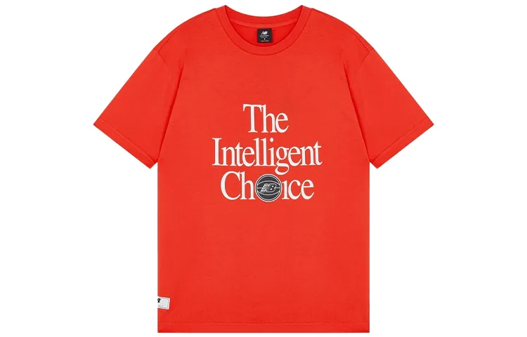 New Balance T-Shirts Men's Red Crew Neck Moderate Straight Fit