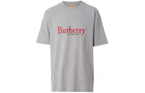Burberry T Shirts Men's Gray Crew Neck Moderate Straight Fit