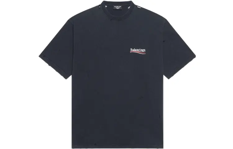 Balenciaga T Shirts Men's Black Crew Neck Moderate Straight Fit