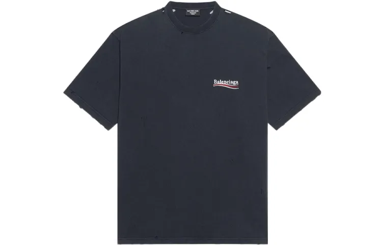 Balenciaga T-Shirts Men's Black Crew Neck Moderate