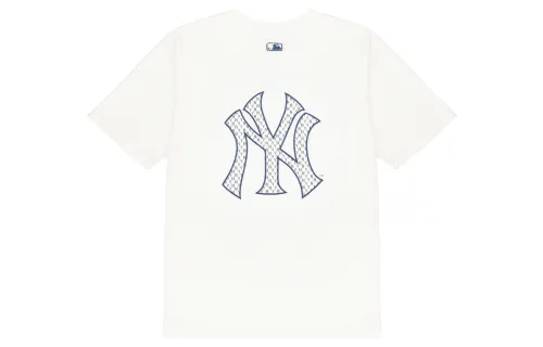 MLB Old Flower T Shirts Unisex Milk White Crew Neck Moderate Straight Fit