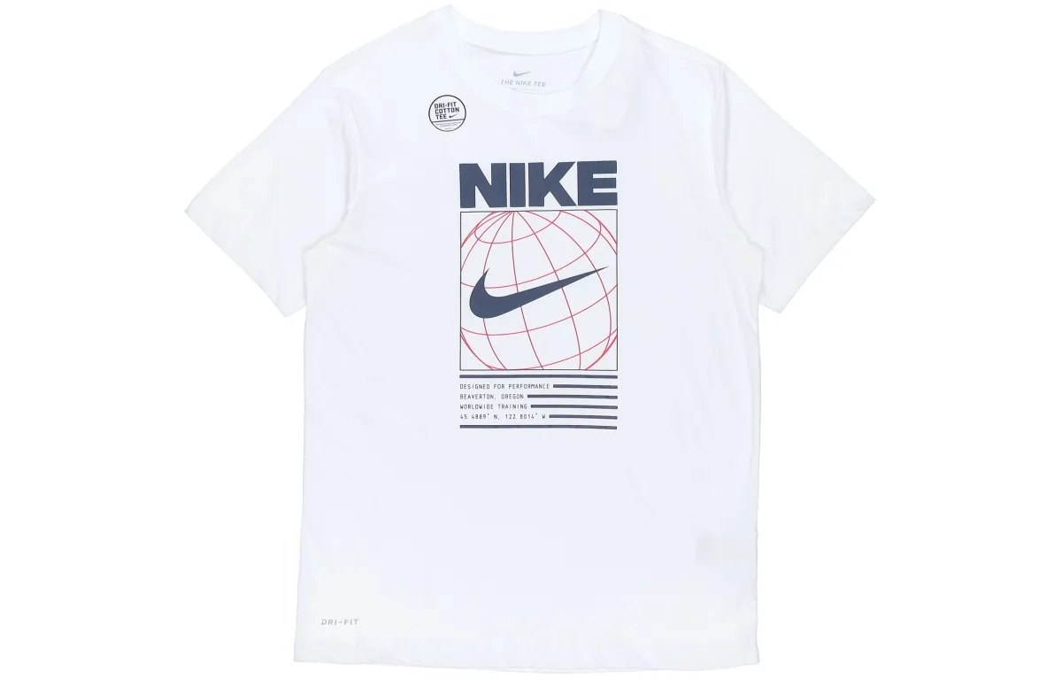 Nike T-Shirts Men's White Crew Neck Moderate Straight Fit