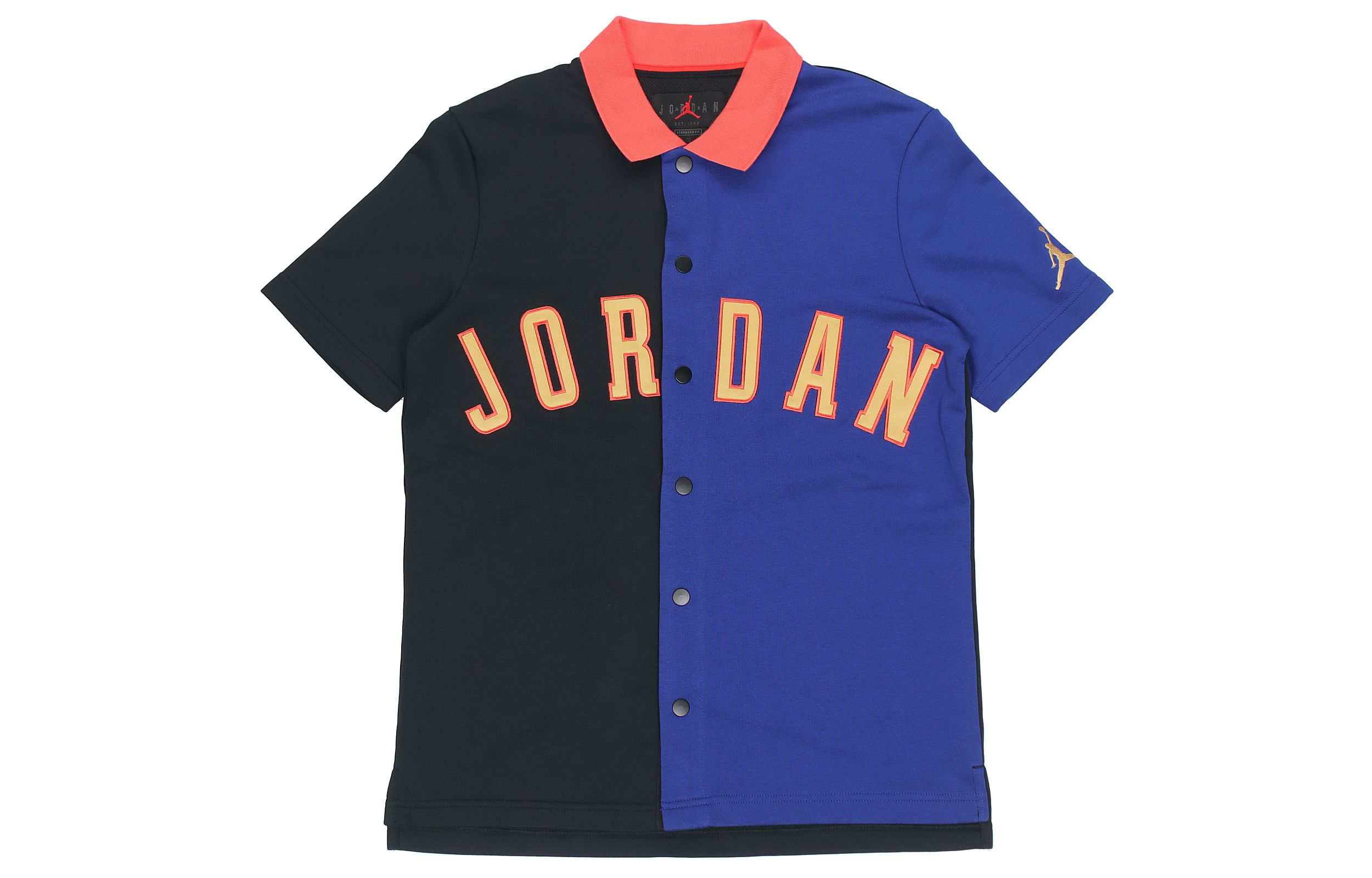 Jordan DNA Distorted Dri-FIT Pointed Collar Basketball Single-Breasted Printed Short-Sleeved T-Shirt Men's Black Blue