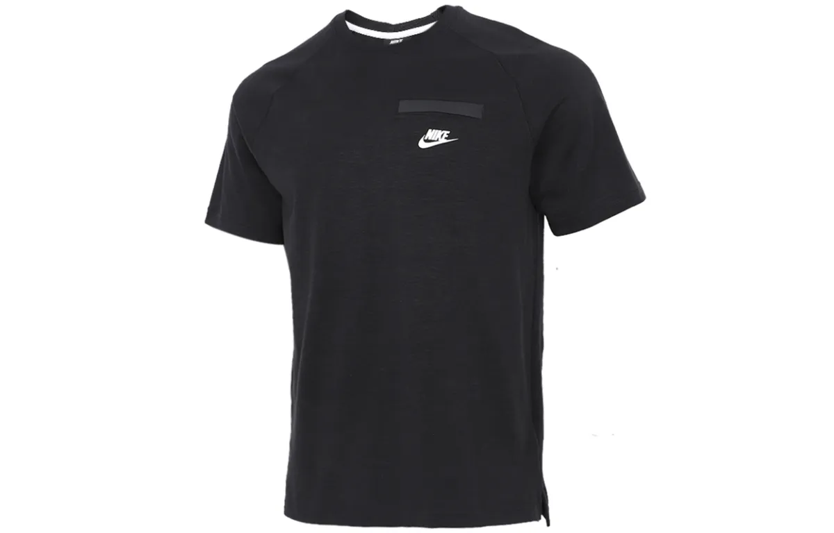 Nike T-Shirts Men's Black Crew Neck Moderate Straight Fit