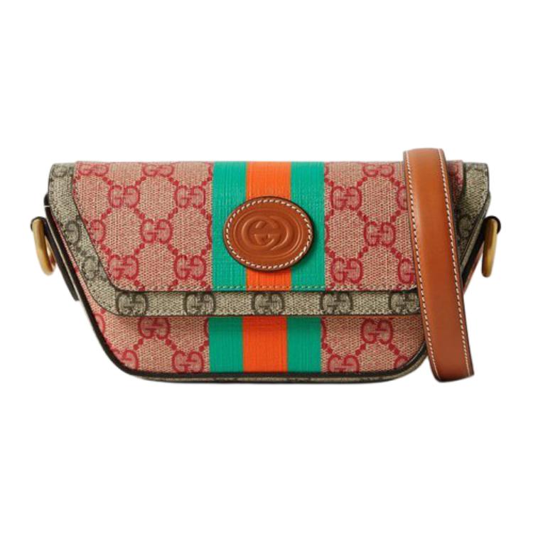 Женская сумка Gucci (коричнево-розовая) — фото 2