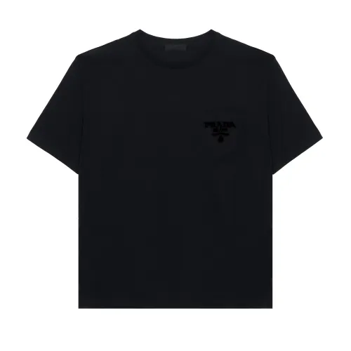PRADA T Shirts Men's Black Crew Neck Moderate Straight Fit