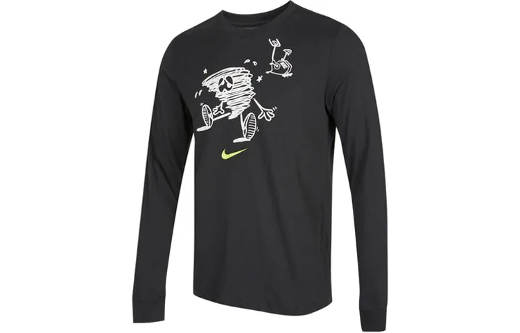 Nike T-Shirts Men's Black Crew Neck Moderate Straight Fit