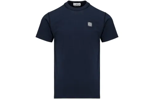STONE ISLAND T Shirts Men's Ocean Blue Crew Neck Moderate Straight Fit
