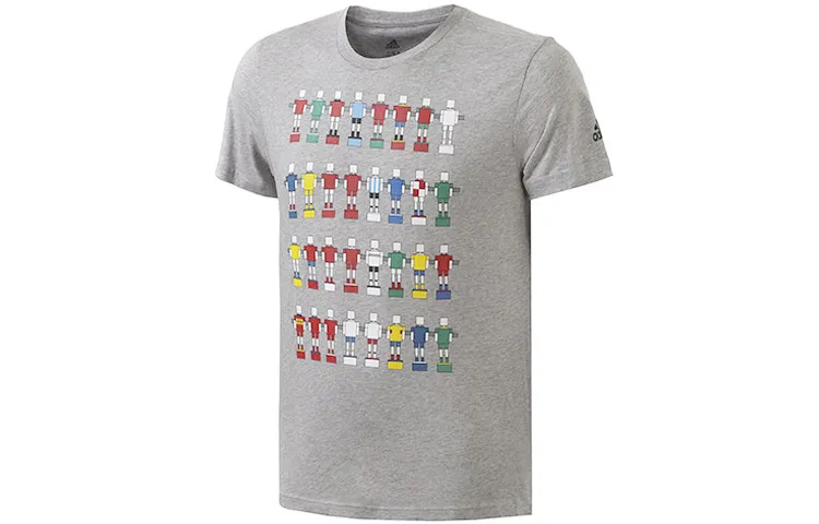Adidas T-Shirts Men's Gray Crew Neck Moderate Straight Fit